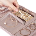 thumbnail image 4 of BELALIFE Organizador de Joyas de Viaje, Rollo de Almacenamiento Plegable para Pendientes, Collares, Anillos, Pulseras, Broches, Rosa, 4 of 5