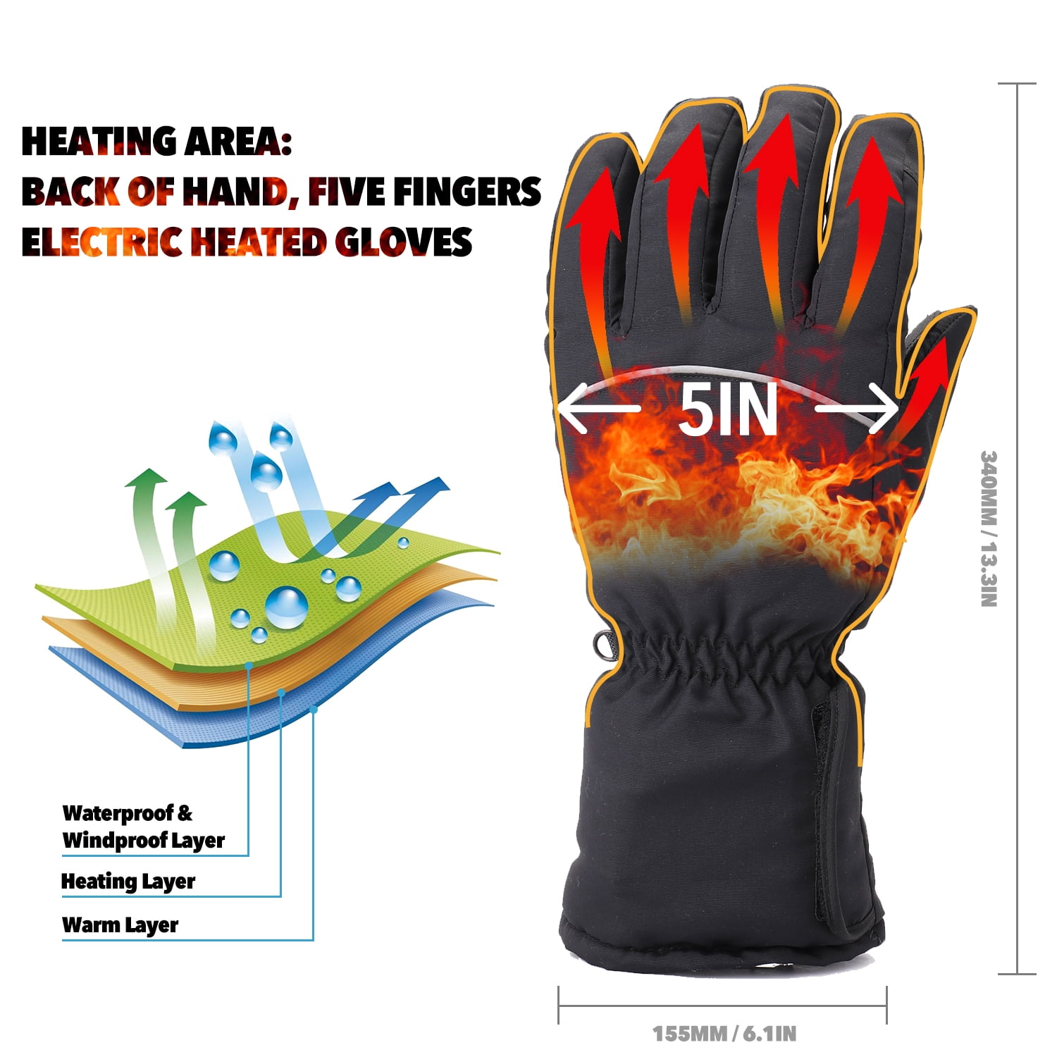Wilson Winter Gloves 1 Pair Black Size M L Mens Warmer