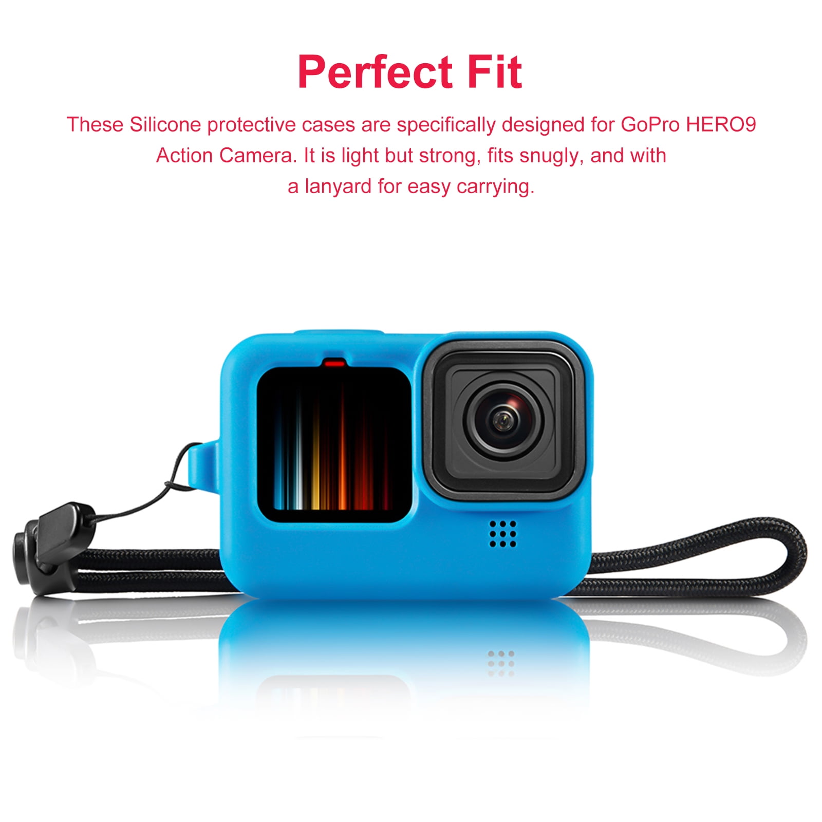 Lanyard Silicone Protective Cover for GoPro Hero 9 Housing with Lens Cap