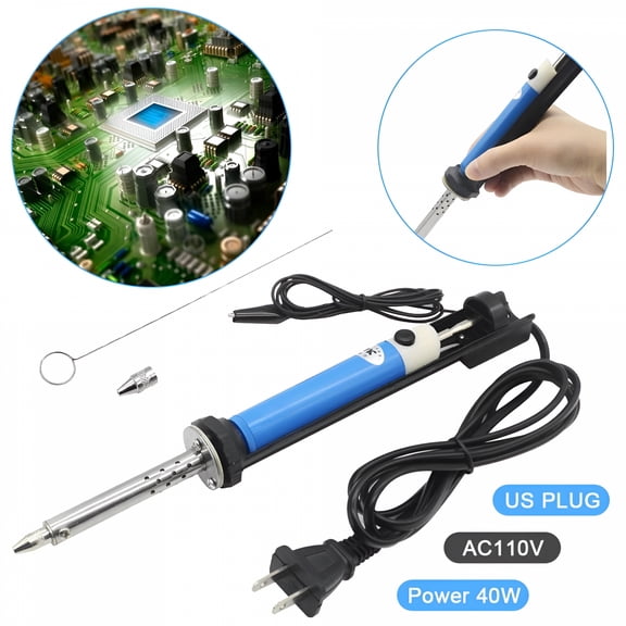 ZEPARO 40W Soldering Iron 110V Electric Vacuum Solder Sucker Pump Desoldering Gun Welding Iron Tools for Metal,Jewelry,Electric,DIY - Blue