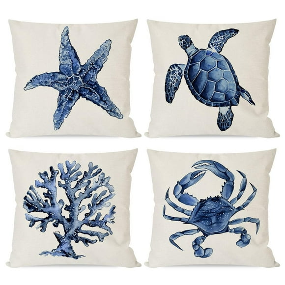 Juego de 4 fundas de cojín PANDICORN Coastal de 40 x 40 cm