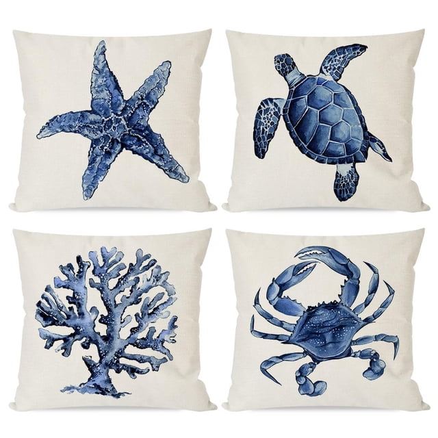 Juego de 4 fundas de cojín PANDICORN Coastal de 40 x 40 cm