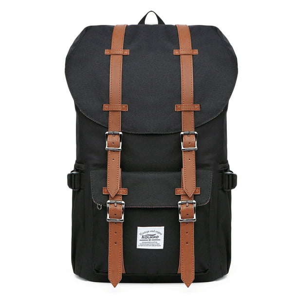 KAUKKO Mochila Escolar de Viaje para Universidad flexible con portátil para 15",22L(Lino/Negro) KAUKKO EP5-2
