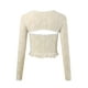 thumbnail image 4 of Conjunto de top corto de manga larga con encaje floral para mujer: top sin tirantes y bolero, diseño de malla con cuello cuadrado, 4 of 5