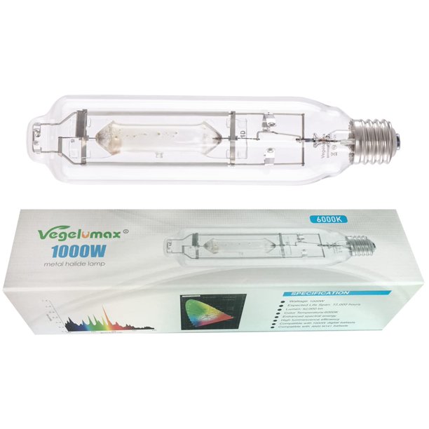 Bombilla Grow Light Vegelumax MH, 1000 W, halogenuros metálicos, 6000 K, 92 000 lm