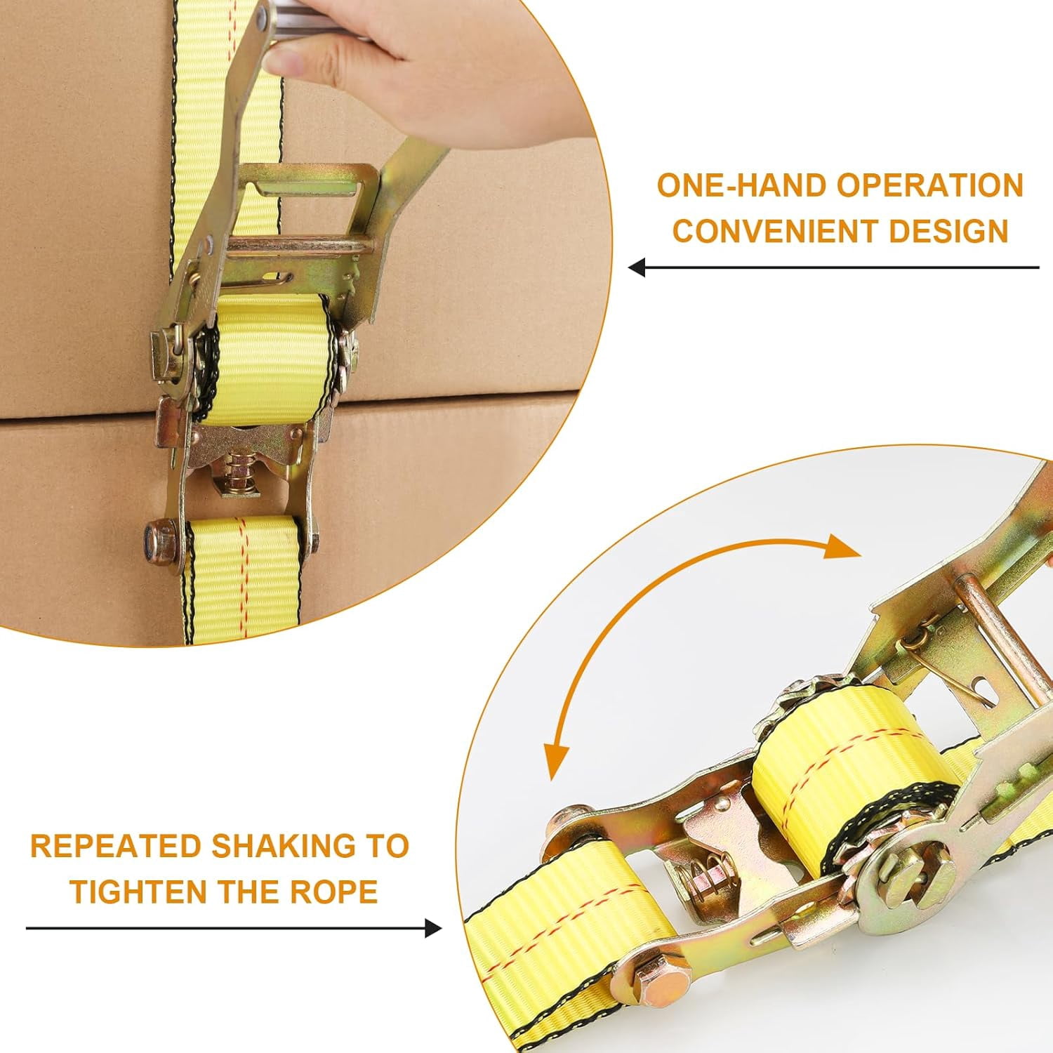 TLGREEN 4 pack 2 in x 27 ft Double J Hook Ratchet Straps (11,000 lbs Break Strength), Heavy Duty Tie Down Straps for Trucks(Yellow)