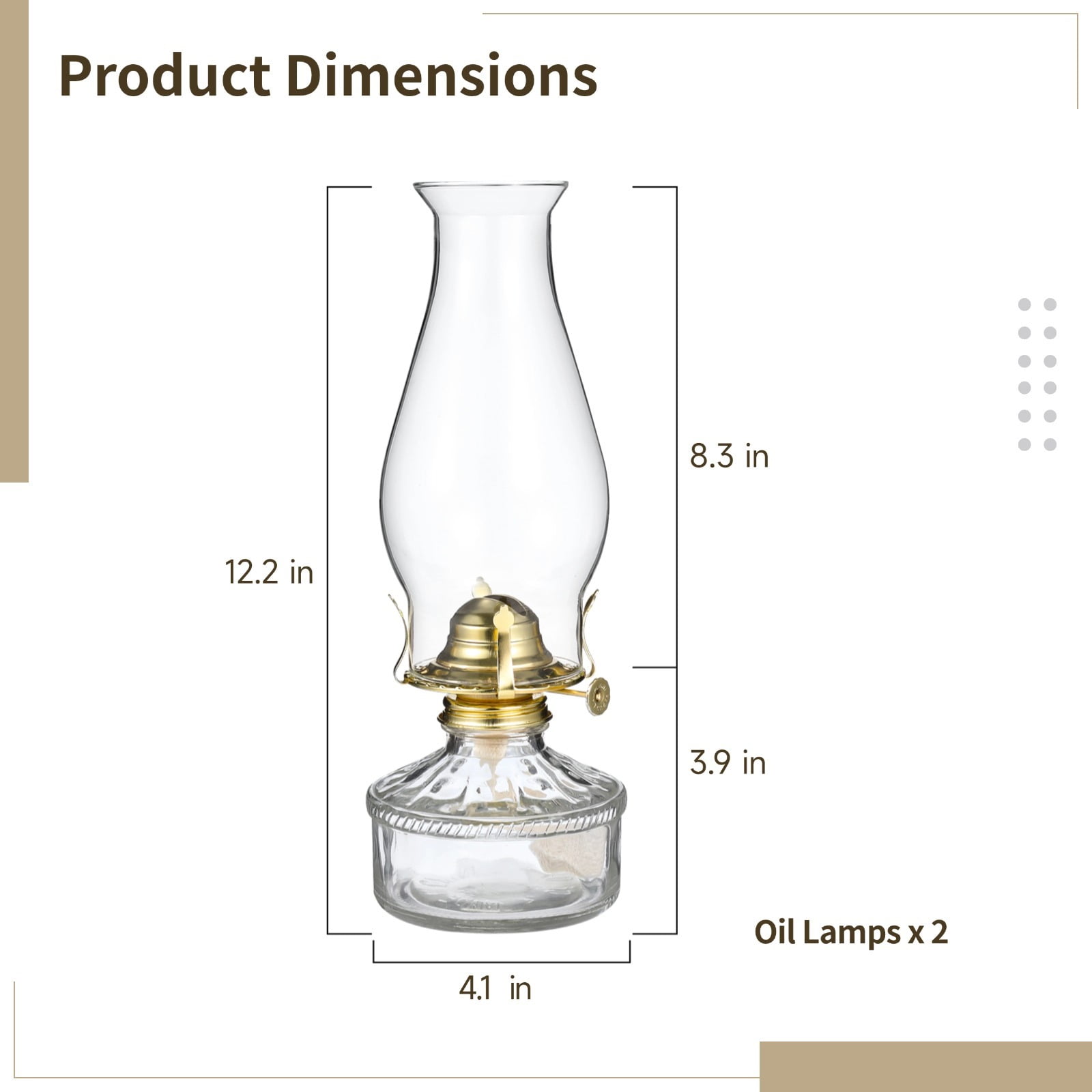 2PCS Glass Oil Lamps for Indoor Use Vintage Kerosene Lamp Oil Lantern Kerosene Lantern