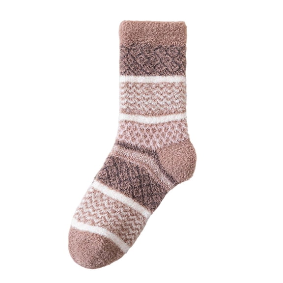 Ttongbb Socks Fair Isle Pattern Thermal Socks Cozy Lined Ankle Mid Calf Socks Indoor Outdoor Comfort Sleep Footwear