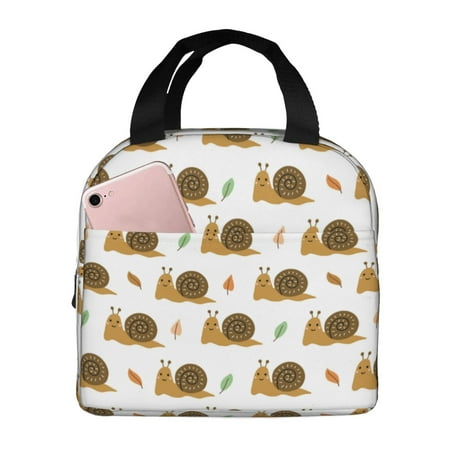 Insulated Lunch Bag for Women Men - Brown White Snail Print Leakproof Cooler Lunch Box for Women Men  Lunch Tote Bags for Work School Picnic Travel