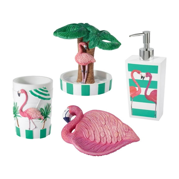 Avanti Linens Flamingo Paradise 4 Pc Bath Accessory Set - Multicolor