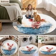 thumbnail image 5 of Watercolor Pig Large Round Rug 8 FT, Non Slip Living Room Area Carpet, Pig in Bathtub Modern Art Blue Splashing Washable Soft Circle Rug Non-Shedding Floor Carpet for Bedroom Office Dining Room, 5 of 9