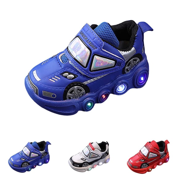 Otqutp Car Shoes for Boys Light Up Kids Breathable Flashing Sneakers Non Slip Toddler Cute Cartoon Running Walking Sneakers