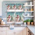 thumbnail image 6 of Kitchen Window Curtains Valance and Tier Set, Christmas Tree Snowman Rod Pocket Tier Curtain Valance Set, Winter Snowflakes Corals Light Filtering Cafe Curtains for Bedroom Living Room, 6 of 9