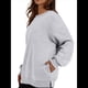 thumbnail image 2 of Sudadera de Gran Tamaño para Mujer, Cuello Redondo, Larga, Jersey de , Ropa de Moda de Otoño con Bolsillo Gris L, 2 of 9