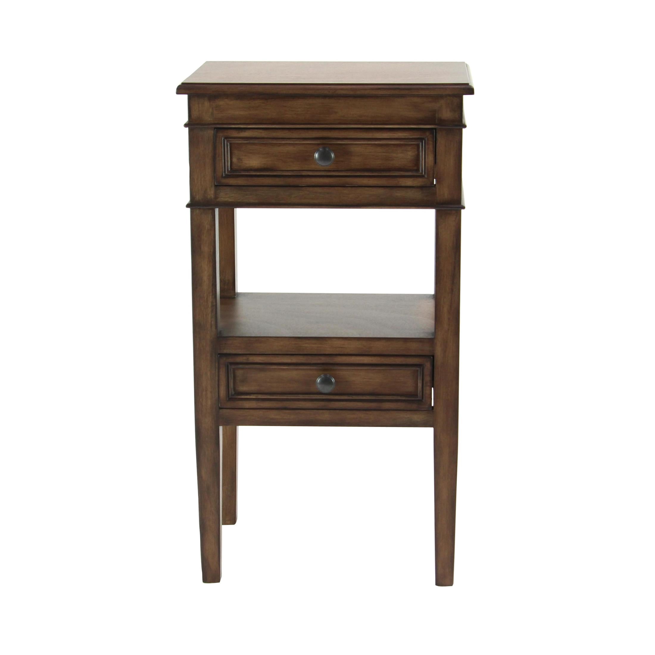 DecMode 16" x 29" Light Brown Wood 2 Drawer Accent Table, 1-Piece