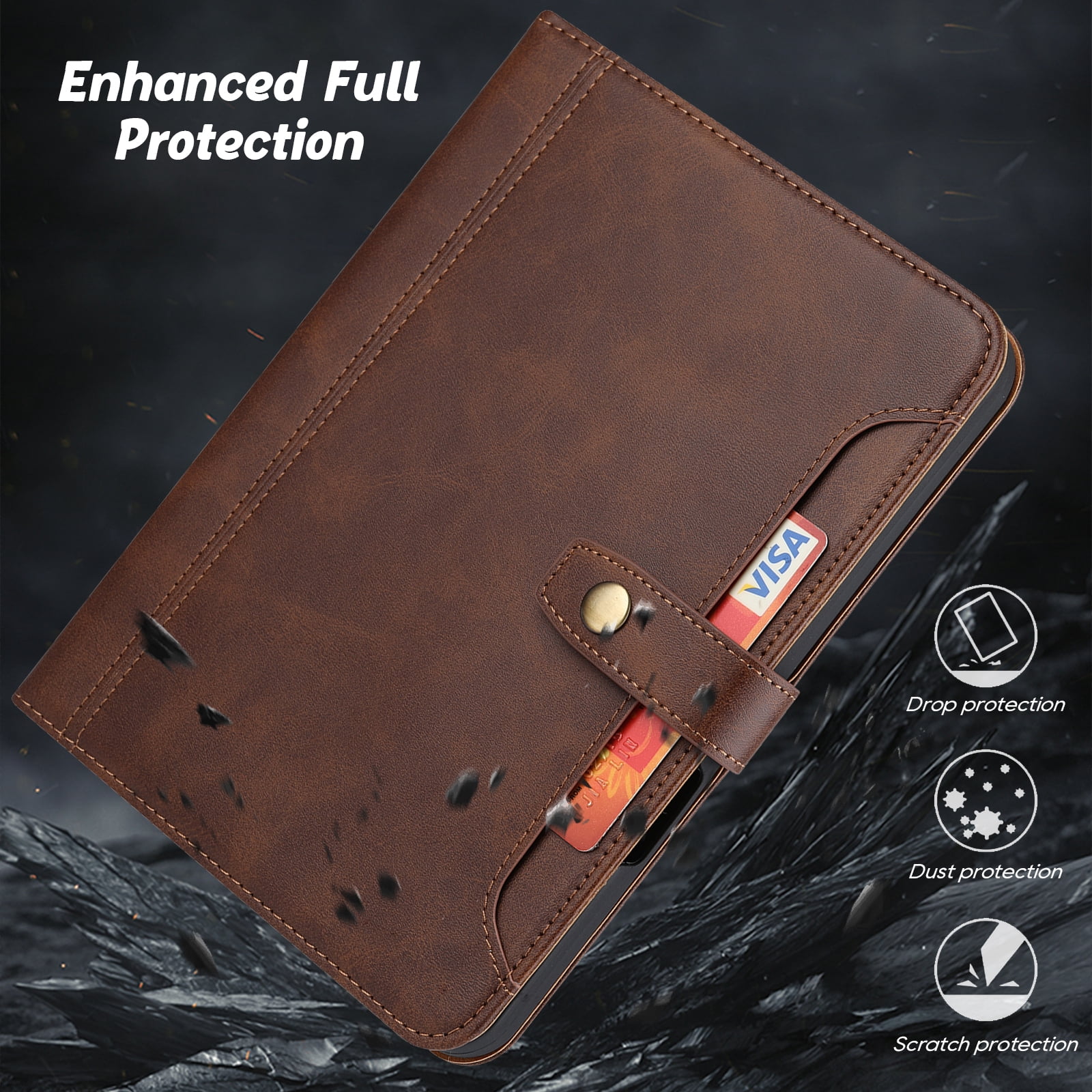 Flip Case for Apple iPad mini 7th Gen (A17 Pro)/ iPad Mini 6th Gen 8.3", with Pencil Holder Smart Cover Auto Sleep Wake Protective Documents Pocket Stand Snap Closure Case for iPad mini 7 6, Coffee