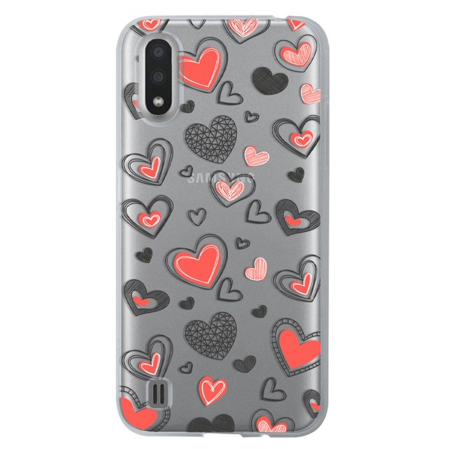 Funda Antigolpes para Galaxy A01 InstaCase diseño Corazones Grafito Protector