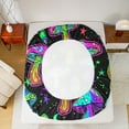 thumbnail image 5 of Feelyou Neon Jungle Mushroom Queen Sheet Sets, Dreamy Glitter Stars Flat Sheet, Cartoon Plant Botanical Queen Fitted Sheet, Super Cozy Room Decor, 4 Pieces, 5 of 7