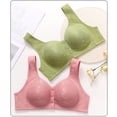 thumbnail image 4 of Gymayou Women Wireless Front Button Vest Bra Full Coverage Comfort Lingerie Wide Non-Slip Strap Easy Front Snap Sleep Underwear Beige 36, 4 of 9