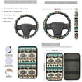 thumbnail image 3 of Yuyamidu Aztec Tribal Gemoetric Car Seat Cover for Sedan SUV Green Steering Wheel Cover Seatbelt Pads Armrest Cover Auto Headrest Covers Coasters Keychain, 13 pcs set, 3 of 6