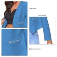 thumbnail image 2 of Women  Jackets, Comfortable Breathable Women Casual Work Blazers Long Sleeve Open Front Polyester Pure Color  For Date For Work Blue XL, 2 of 5