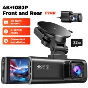 Front and rear dash cam 4K/2.5K Full HD, built-in Wi-Fi GPS, 3.16-inch IPS screen, night vision, 170° wide angle, WDR, 24-hour parking mode (F7NP)