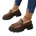 thumbnail image 4 of Willtoo Women’s Loafers, Platform Slip‑on Comfortatle Shoes Metal Chain Decor Warm Lined Winter Shoes, Chunky Lug Sole Casual Dress Footwear, 4 of 5