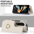 thumbnail image 5 of TECH CIRCLE for Samsung Galaxy Z Fold 3 Wallet Case with Ring Holder, Premium Diamond PU Leather Magnetic Clasp Kickstand Heavy Duty Protective Card Cash Slot Cover,White, 5 of 5