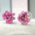 thumbnail image 7 of Ayyufe Women's Rose Flower Ear Studs Rhinestone Inlaid Earrings, 7 of 7