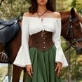 thumbnail image 4 of BLVB Womens Renaissance Blouse off Shoulder Tops Long Bell Sleeve Peplum Shirts Dressy Tops, 4 of 7