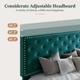 thumbnail image 4 of Amolife Queen Bed Frame with Adjustable Velvet-Studded Headboard, Teal Blue, 4 of 7