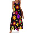 thumbnail image 2 of Robe Sans Manches Rétro Hippie Motif Fleuri Robe de cocktail Robes de Plage Robes de Mariage pour Femme, 2 of 5