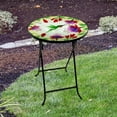 thumbnail image 4 of Alpine Corporation 14" Folding Glass Round Table with Flowers and Hummingbirds, 4 of 4