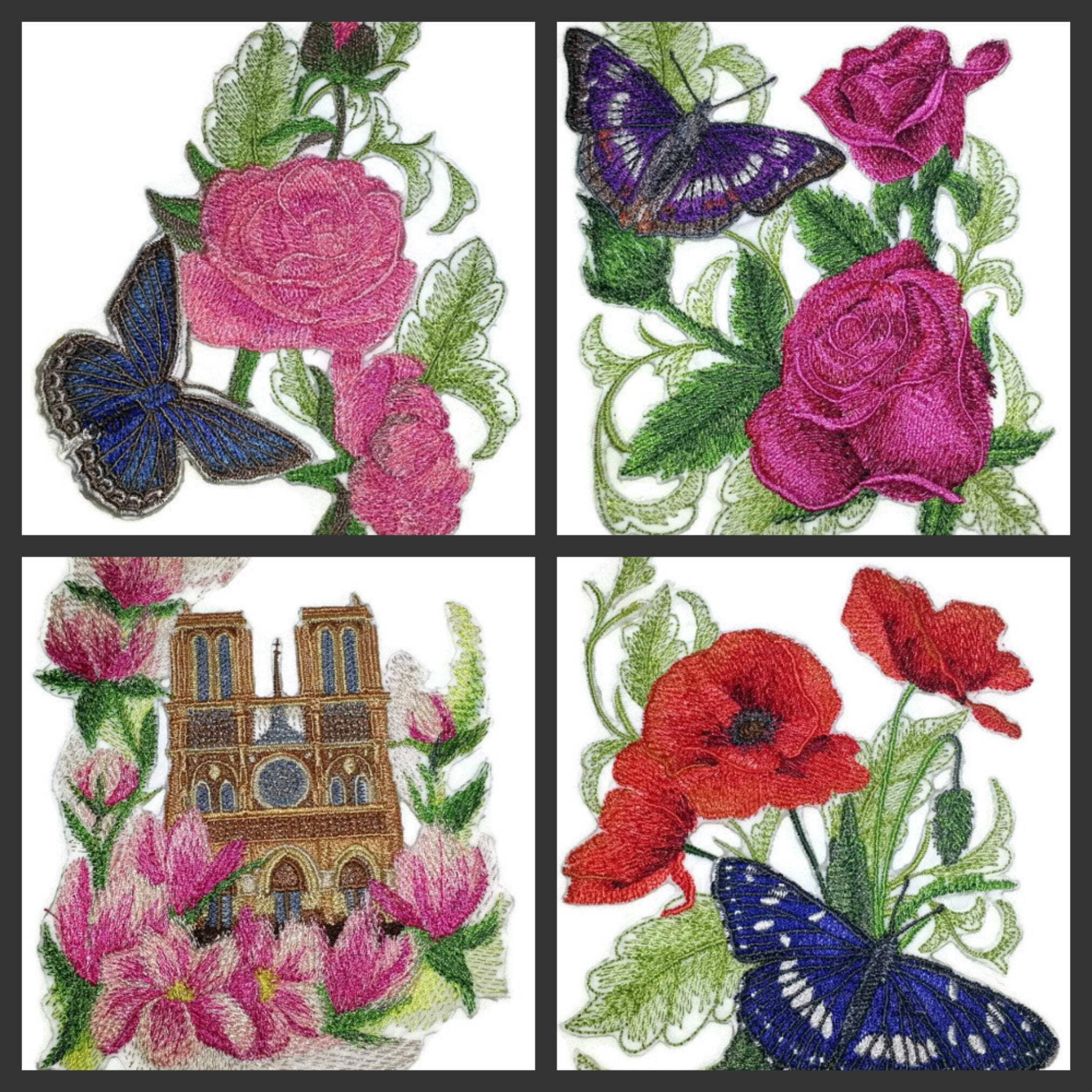 Beyondvision Custom Red Spotted Butterfly and Cone Flowers Embroidered Iron on/Sew Patch (5.53" x 7.78")