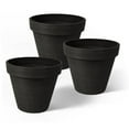 thumbnail image 1 of Algreen Valencia 4-Inch Inside/Outside Round Banded Planter Pot, Black (3 Pack), 1 of 3