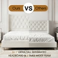thumbnail image 5 of Merluxy Queen Bed Frame Upholstered Bed Wingback Headboard Velvet Tufted Diamond Button/No Box Spring Needed/Easy Assembly/Cream, 5 of 8