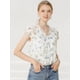 thumbnail image 2 of Blusa de gasa ligera con volantes para mujer Allegra K Blanco Violeta L, 2 of 6