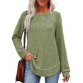 thumbnail image 3 of Tunic Tops for Women Loose Fit Dressy Long Sleeve Shirts Womens Sweaters Crew Neck Fall Clothing Green S, 3 of 6
