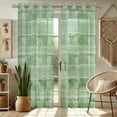 thumbnail image 2 of Vargottam Green Elephant Print Sheer Curtains for Short Windows - Set of 2 Panels, 63", Grommet Top, Printed Georgette, Light Filtering Drapes for Kitchen or Bedroom, 2 of 9