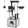 thumbnail image 4 of Pefilos 56" Modern Wood Cat Tree for Indoor with Litter Box Enclosure and Cat Condo, Large Cat Tree Tower, Black, 4 of 8