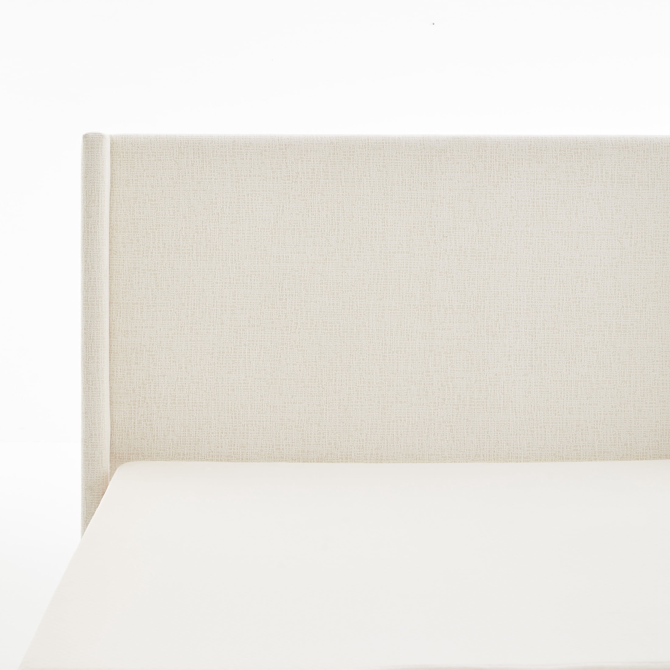 Noble House Hosford California King Boucle Upholstered Wingback Bed, Wood Base Platform Bed with Headboard, Oat