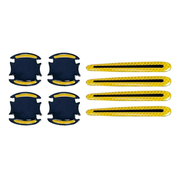 Pegatinas para manija de puerta de coche, cubierta protectora, tira reflectante, pegatina para auto, rasguño Amarillo 8PCS