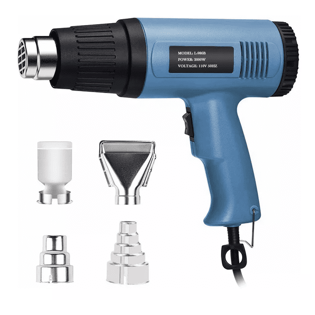 Pistola De Calor De Temperatura Regulable 4 Boquillas 2000w Azul