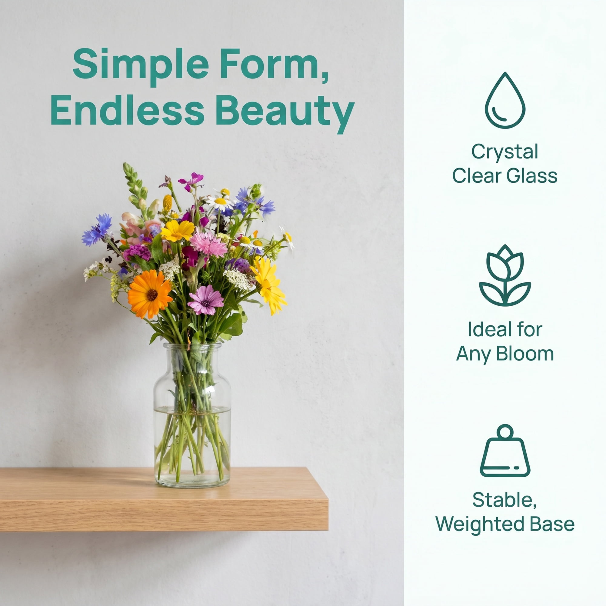 Unique Bargains Glass Vase for Flowers Thickened Geometric Vase Clear 2.6"x 2.6"x 4.9"
