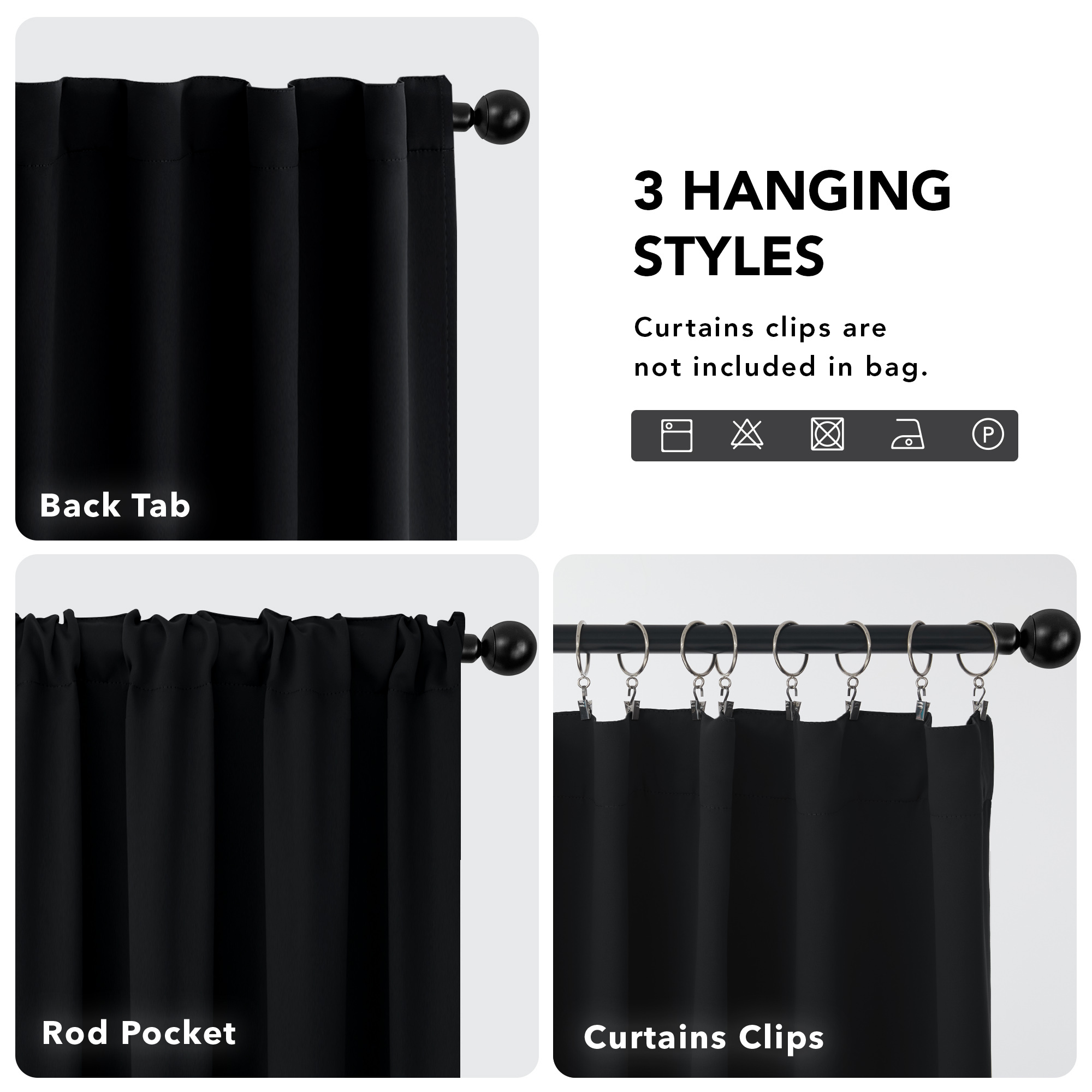 Deconovo Blackout Curtains, Black, 42x63 Inches, 2 Panels photo 5