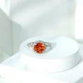 thumbnail image 3 of Rosec Jewels Created Orange Sapphire Ring with Diamond Halo for Women - AAAA Grade, 10K White Gold, US 9.00, 3 of 8
