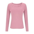 thumbnail image 4 of Dxzfnsa Long Sleeve Thermal Shirts for Women Light Fleece Tops Fall 2025 Crew Neck Casual Basic Solid Color T-Shirts, 4 of 7
