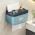 thumbnail image 5 of Toilet Paper Dispenser Wall Mount, Sleek Abs Tissue Box Holder with Storage Shelf for Bathroom Organization, Waterproof No-drill Design in Modern Blue, Topliu, 5 of 8