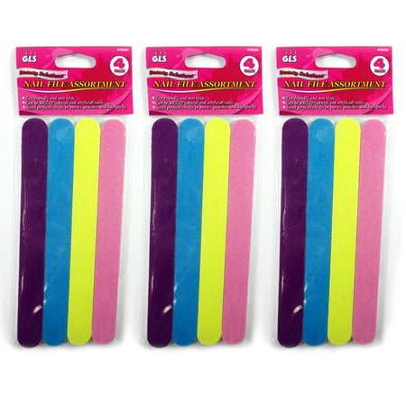 Manicure & Pedicure Spa - 12 Pc Nail Files Double Sided Emery Board Gel Manicure Pedicure Beauty Spa Files