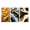 thumbnail image 2 of Designart "Ocean of Gold Waves Liquid Abundance" Abstract Spirals Wall Art Set Of 3 - Transitional Gold Canvas Set For Living Room Decor, 2 of 6